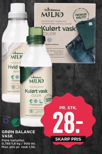 MENY Grøn balance vask tilbud