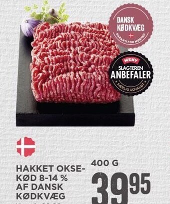 MENY Hakket oksekød 8-14% af dansk kødkvæg tilbud