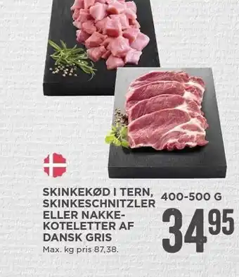 MENY Skinkekød i tern, skinkeschnitzler el. nakkekoteletter af dansk gris tilbud