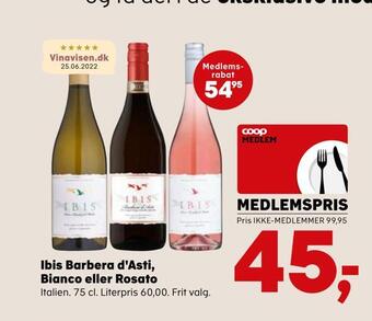 Kvickly Ibis barbera d'asti, bianco eller rosato tilbud