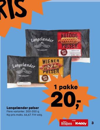Kvickly Langelænder pølser tilbud