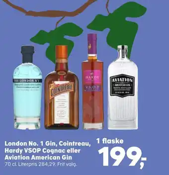 Kvickly London no. 1 gin, cointreau, hardy vsop cognac eller aviation american gin tilbud