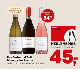 SuperBrugsen Ibis barbera d'asti, bianco eller rosato tilbud