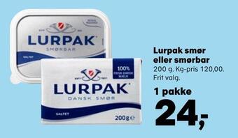 Kvickly Lurpak smør eller smørbar tilbud