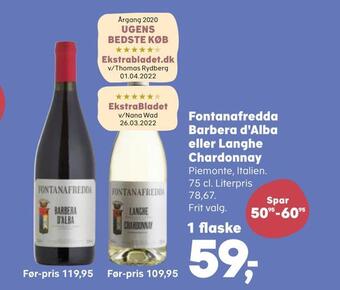 Kvickly Fontanafredda barbera d'alba eller langhe chardonnay tilbud