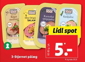 Lidl 3-stjernet pålæg tilbud