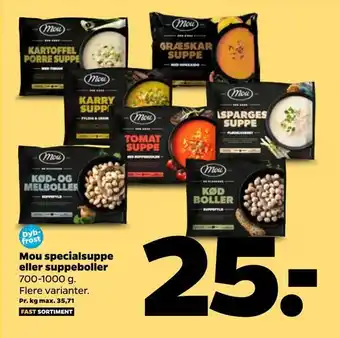 Netto Mou specialsuppe eller suppeboller tilbud
