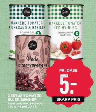 MENY Gestus tomater eller bønner tilbud