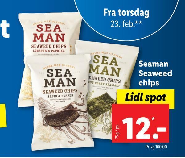 Seaman seaweed chips tilbud hos Lidl
