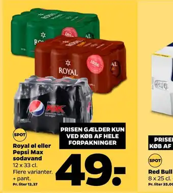 Netto Royal øl eller pepsi max sodavand tilbud