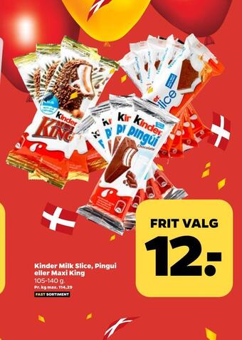 Netto Kinder milk slice, pingui eller maxi king tilbud