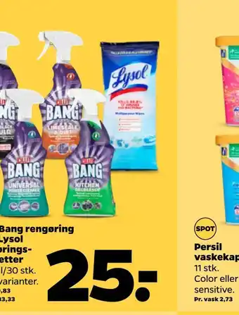 Netto Cillit bang rengøring eller lysol rangerings servietter tilbud