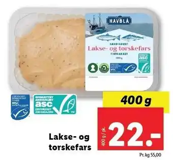 Lidl Havblå lakse- og torskefars tilbud