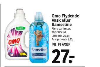 SPAR Omo flydende vask eller bamseline tilbud