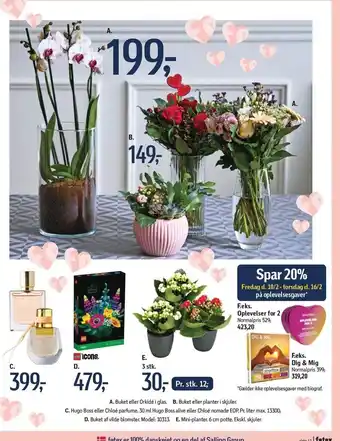 Buket eller orkidé i glas, planter i krukke, hugo boss eller chloé parfume 30 ml hugo boss alive eller chloé nomade edp, buke