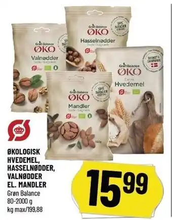 Løvbjerg Øko hvedemel, hasselnødder, valnødder el. mandler tilbud