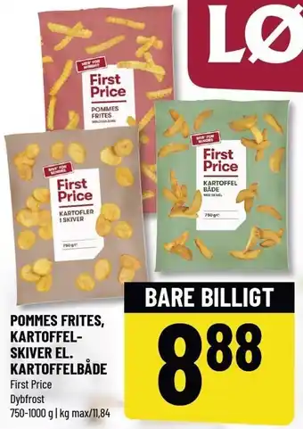 Pommes frites, kartoffelskivver el. kartoffelbåde