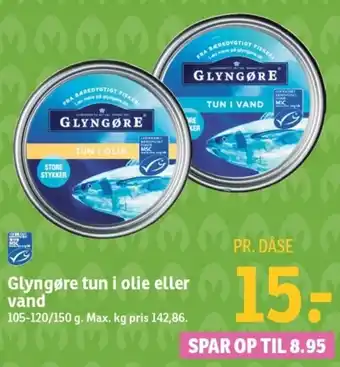 SPAR Glyngøre Tun i Olie eller Vand 105-120/150 g tilbud