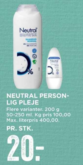 MENY Neutral deo roll-on tilbud
