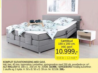 Daells Bolighus Komplet elevationsseng med gavl tilbud
