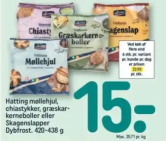 REMA 1000 Hatting møllehjul, chiastykke, græskarkerneboller el. skagenslapper tilbud