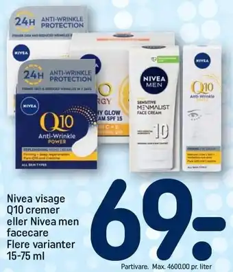 REMA 1000 Nivea visage q10 cremer el. nivea men facecare tilbud