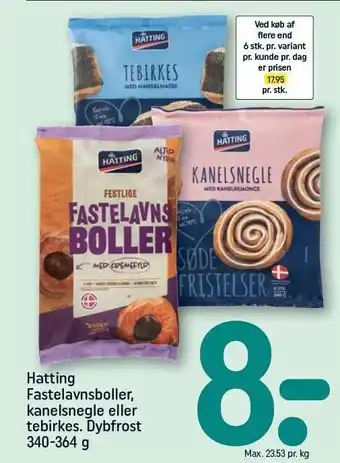 REMA 1000 Hatting fastelavnsboller, kanelsnegle el. tebirkes. dybfrost tilbud