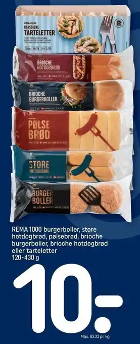 REMA 1000 Rema 1000 burgerboller, store hotdogbrød, pølsebrød, brioche burgerboller, brioche hotdogbrød tilbud