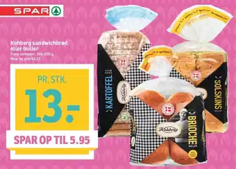 SPAR Kohberg Sandwichbrød eller Boller 240-800 g tilbud