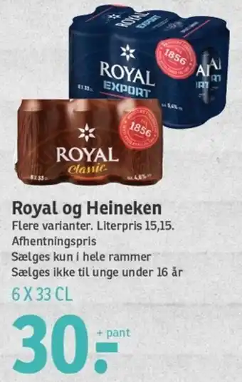 SPAR Royal Og Heineken 6 x 33 cl tilbud