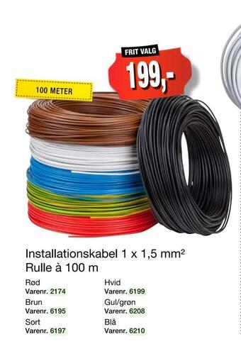 Harald Nyborg Installationskabel 1 x 1,5 mm2 rulle à 100 m tilbud