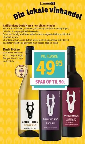 SPAR Dark Horse USA. 75 cl tilbud