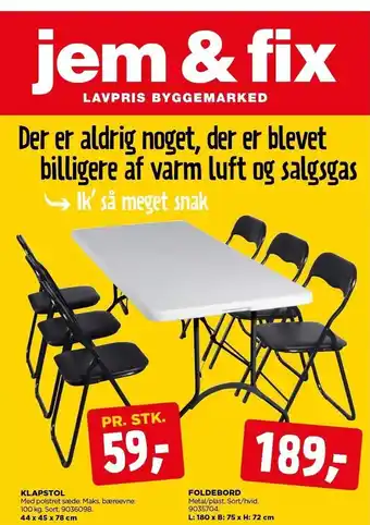 jem & fix Klapstol og foldebord tilbud