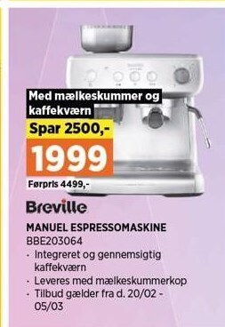 Power Breville manuel espressomaskine tilbud