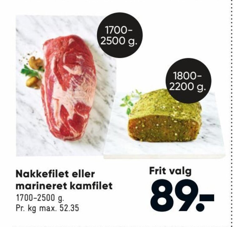 Nakkefilet eller Marineret Kamfilet tilbud hos Bilka