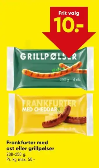Bilka Frankfurter med Ost eller Grillpølser tilbud