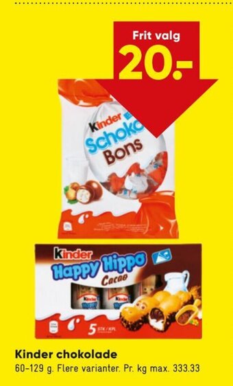 Bilka Kinder Chokolade tilbud