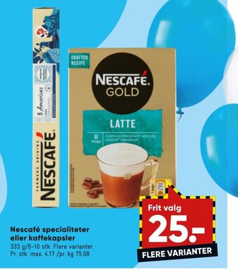 Bilka Nescafé Specialiteter eller Kaffekapsler tilbud