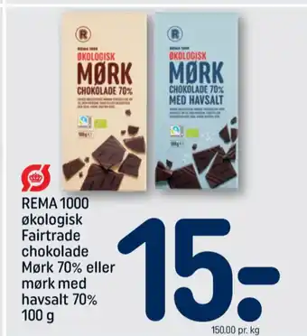 REMA 1000 Rema 1000 chokoladeplade mørk 70% tilbud