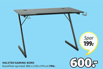 JYSK Halsted Gaming-Bord B60xL120xH74cm tilbud