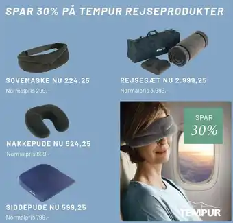 Spar 30% på tempur rejseprodukter