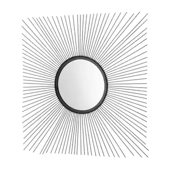 Spejl, sort, ø60 cm