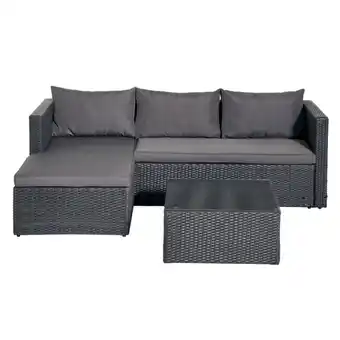 Silvan Loungesæt, livorno, chaiselongsofa m. hynder og bord, sort/grå tilbud