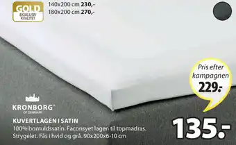 JYSK Kronborg of Denmark Kuvertlagen I Satin 90x200x6-10 cm tilbud