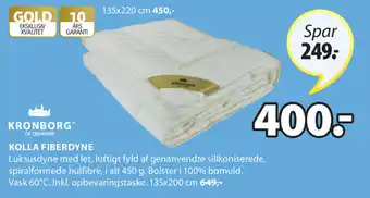 JYSK Kronborg of Denmark Kolla Fiberdyne 135x200 cm tilbud