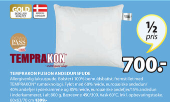 JYSK Temprakon Fusion Andedunspude 60x63/70 cm tilbud