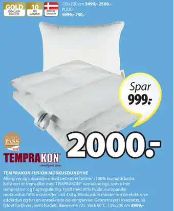 JYSK Temprakon Fusion Moskusdundyne 135x200 cm tilbud