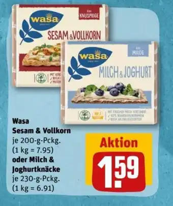 REWE DE Wasa Sesam & Vollkorn Oder Milch & Joghurtknäcke tilbud