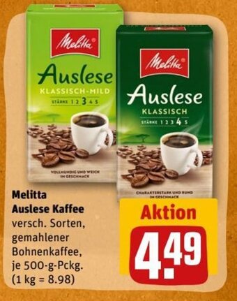 REWE DE Melitta Auslese Kaffee tilbud