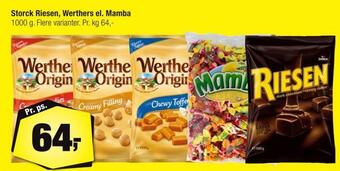 Calle Storck riesen, werthers el. mamba tilbud